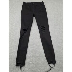 American Eagle Womens Black The Dream Jean Ripped Distressed‎ Ankle Jeans Size 0